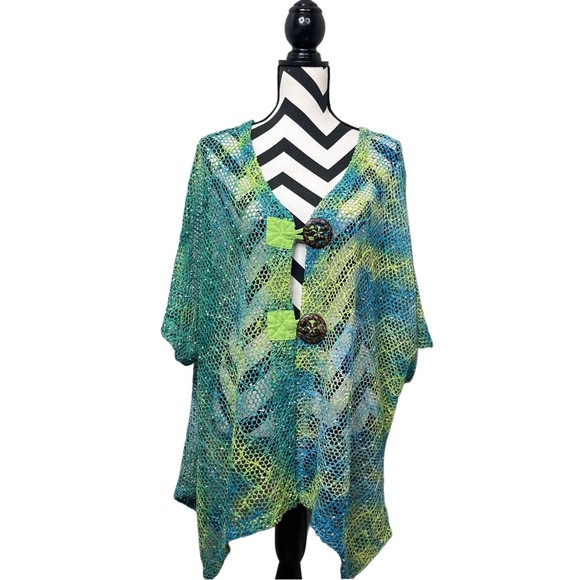 Mistror Image Artsy Mesh Lagenlook Boho Sz 3X Open Knit Tunic Top - Picture 1 of 13